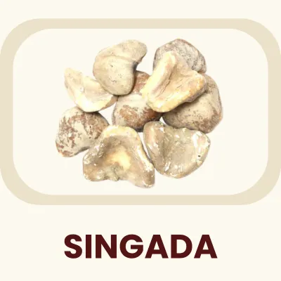 The dried fruit of the water caltrop, valued in Ayurveda for its dense nutritional profile. Primary Benefit: Acts as a cooling nutritive tonic that supports general energy levels.