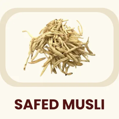 A renowned white herb from Indian forests, valued as a potent adaptogen. Primary Benefit: Traditionally used to combat general fatigue and support vigor.